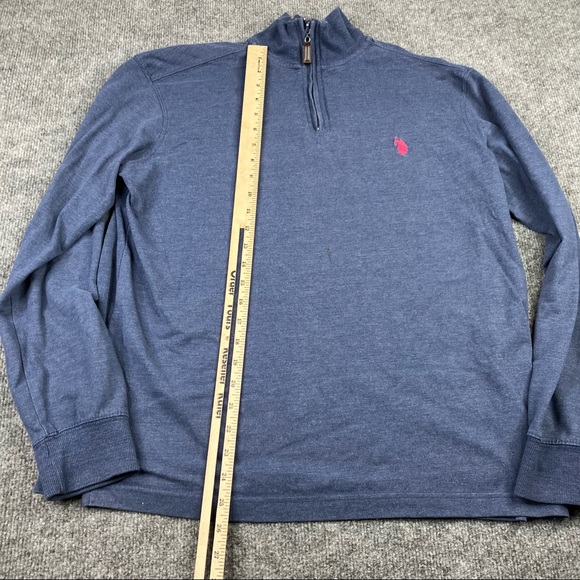 US Polo Assn Sweater Men's medium Blue Long Sleeve 1/4 Zip Pull Over - Picture 4 of 10